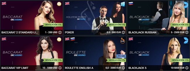 1xbet Casino en Vivo