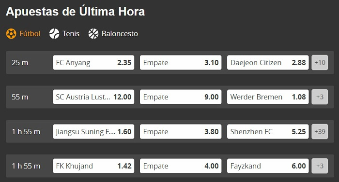 Hacer una Apuesta Apuestas de Última Hora