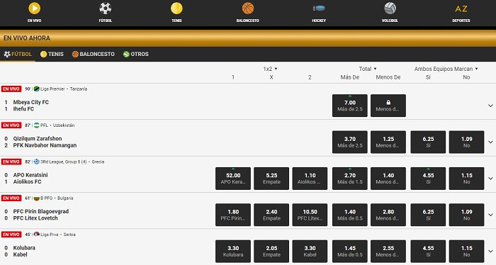 Doradobet Cuotas Apuestas en Vivo